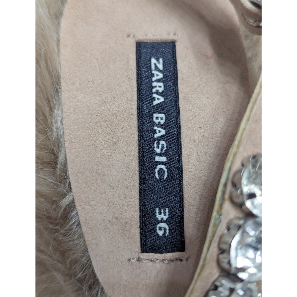 ZARA Limited Edition Exclusive Collection Rhinestone Faux Fur Leather Sandals 6 - Picture 11 of 15